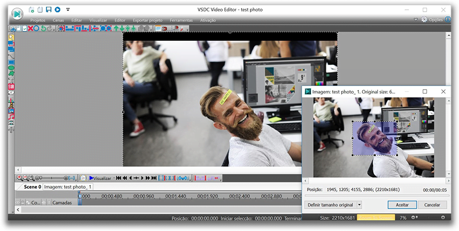 VSDC Free Video Editor cropping tool
